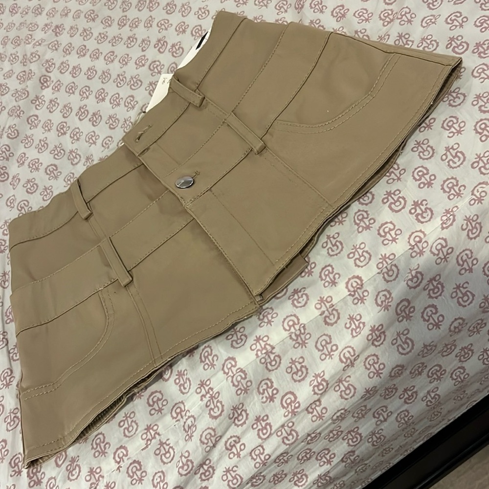 Zara Tan Utility Mini Skirt
